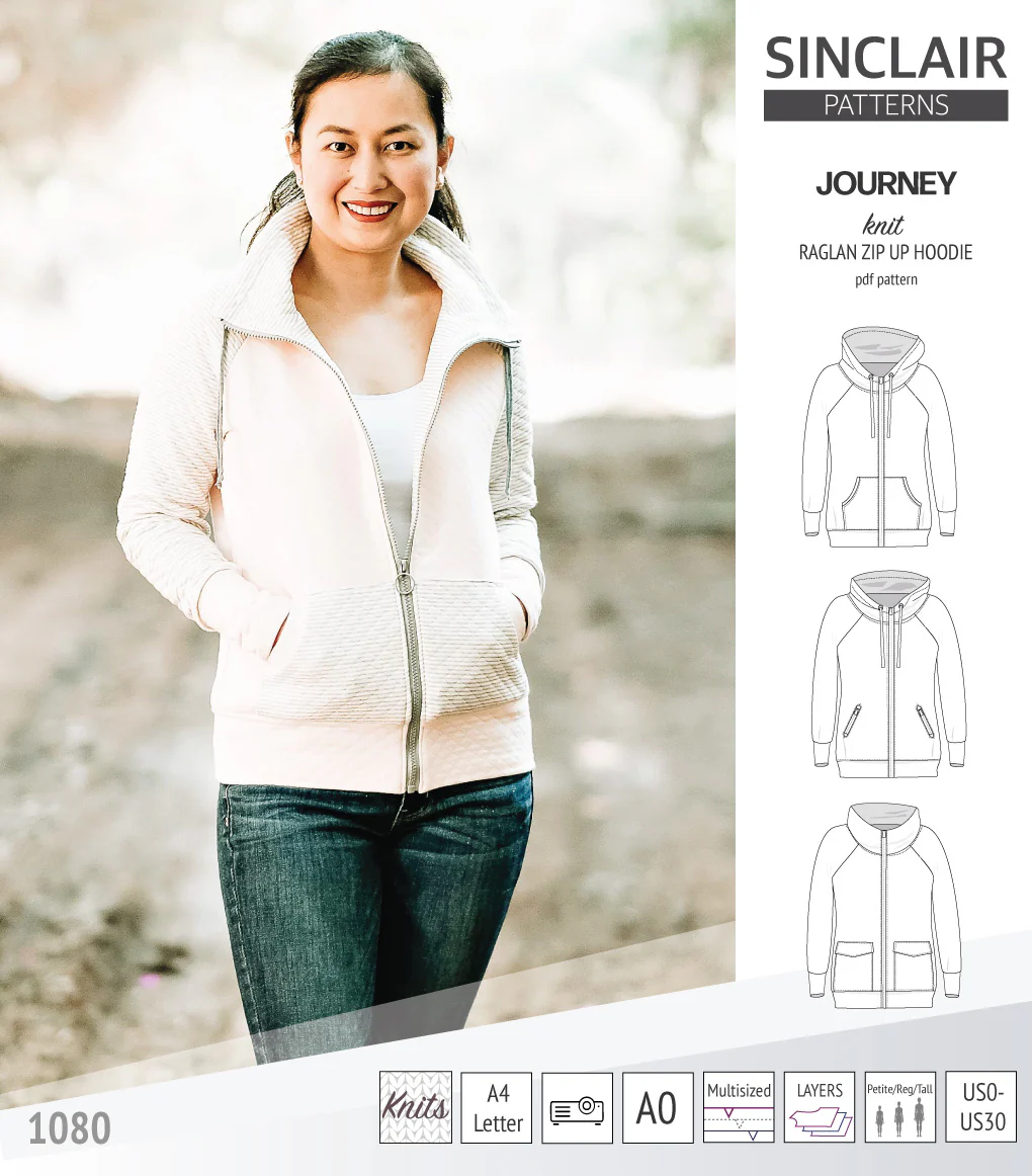Journey zip up knit raglan hoodie with different pocket styles (PDF) - Image 11