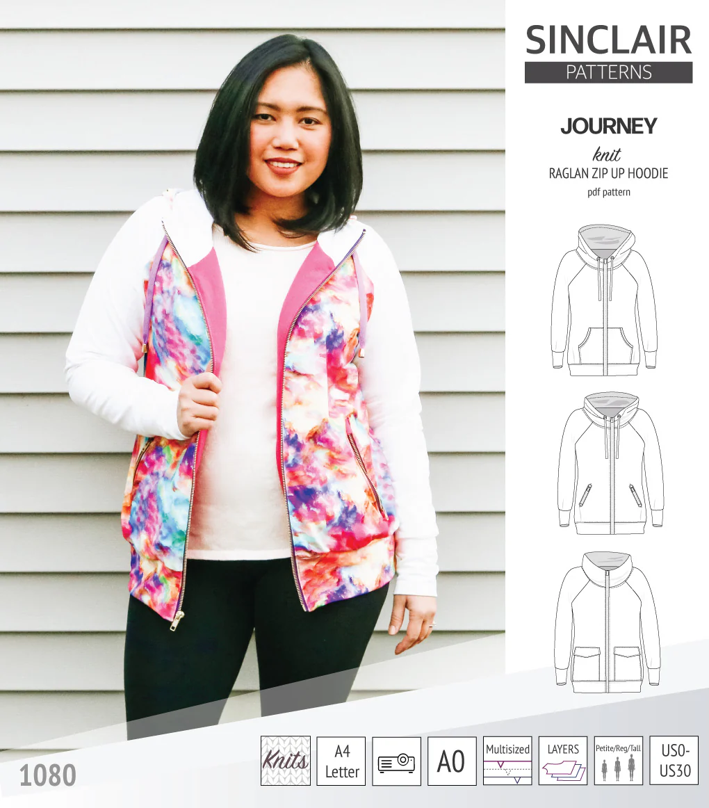 Journey zip up knit raglan hoodie with different pocket styles (PDF) - Image 12