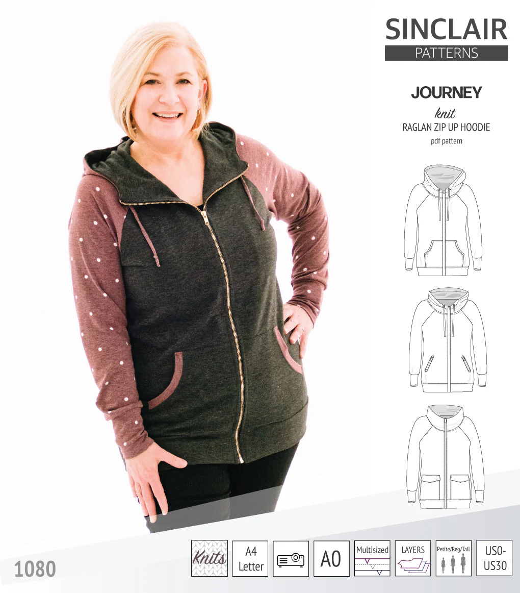 Journey zip up knit raglan hoodie with different pocket styles (PDF) - Image 13
