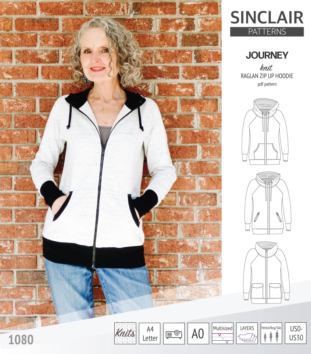 Journey zip up knit raglan hoodie with different pocket styles (PDF) - Image 15