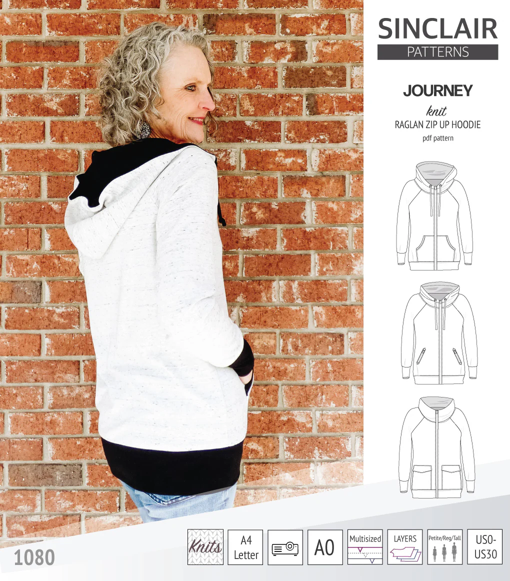 Journey zip up knit raglan hoodie with different pocket styles (PDF) - Image 16