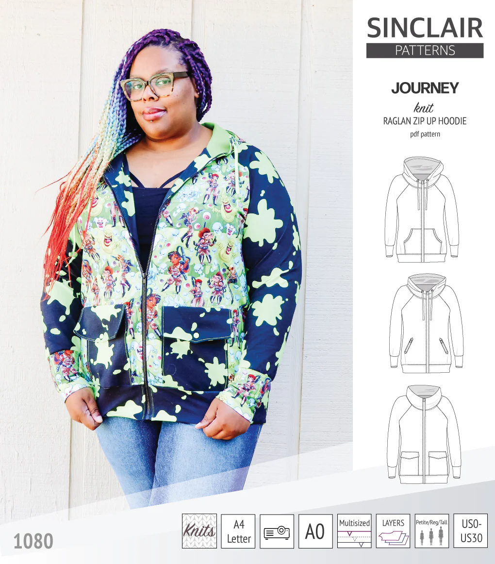 Journey zip up knit raglan hoodie with different pocket styles (PDF) - Image 18