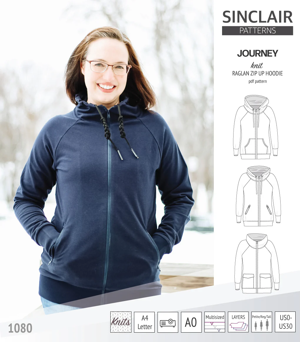 Journey zip up knit raglan hoodie with different pocket styles (PDF) - Image 19