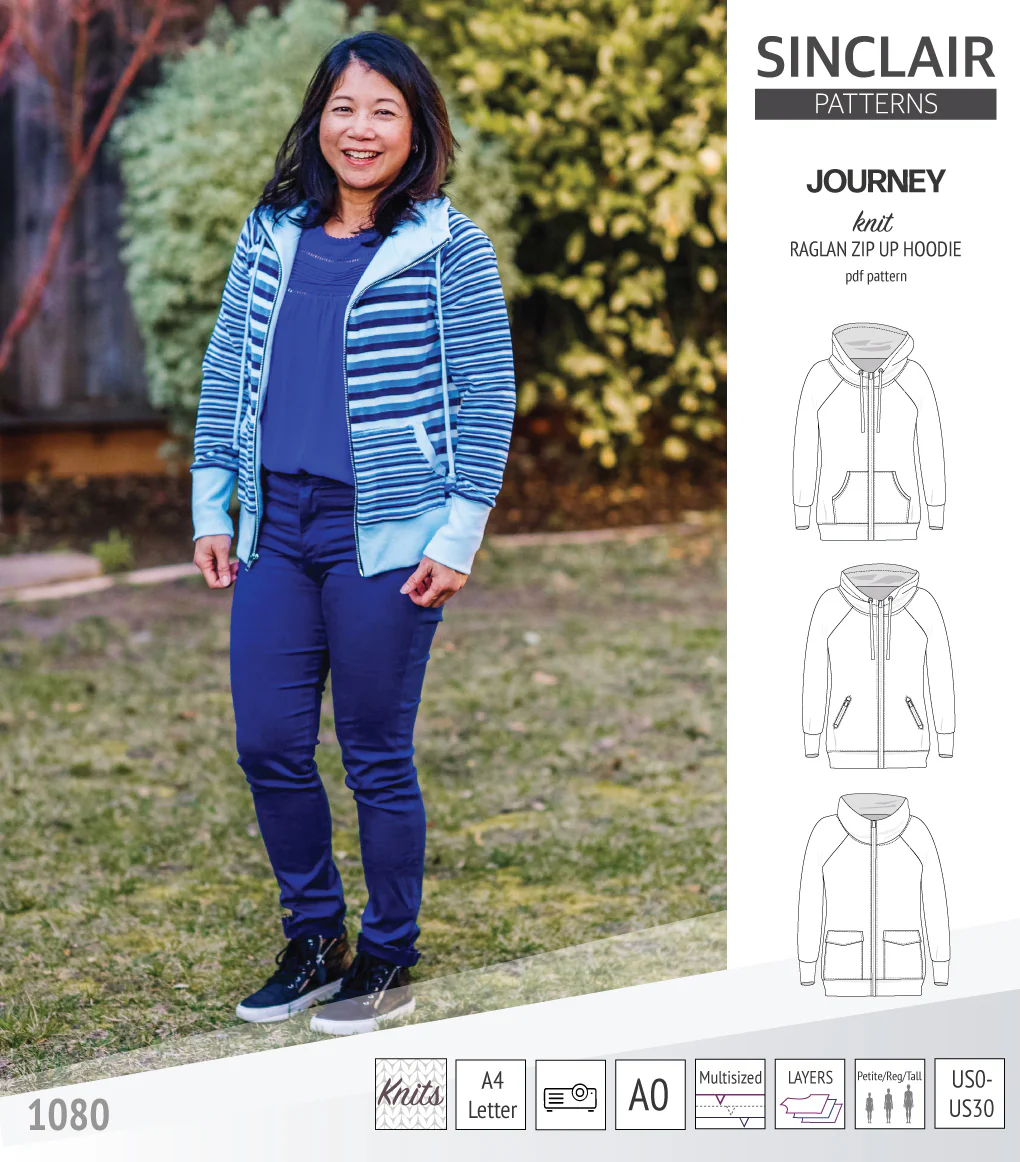 Journey zip up knit raglan hoodie with different pocket styles (PDF) - Image 20