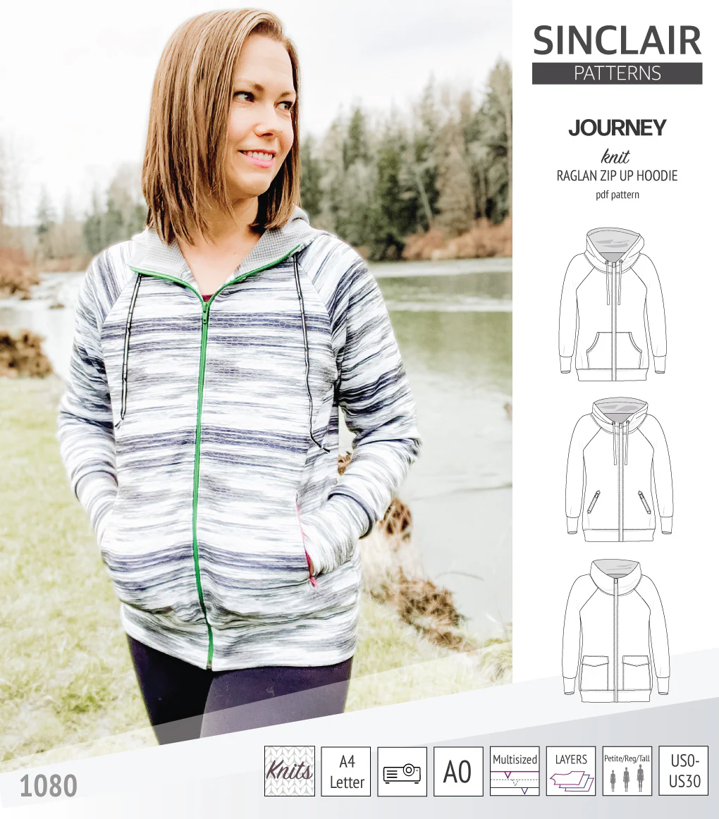 Journey zip up knit raglan hoodie with different pocket styles (PDF) - Image 22