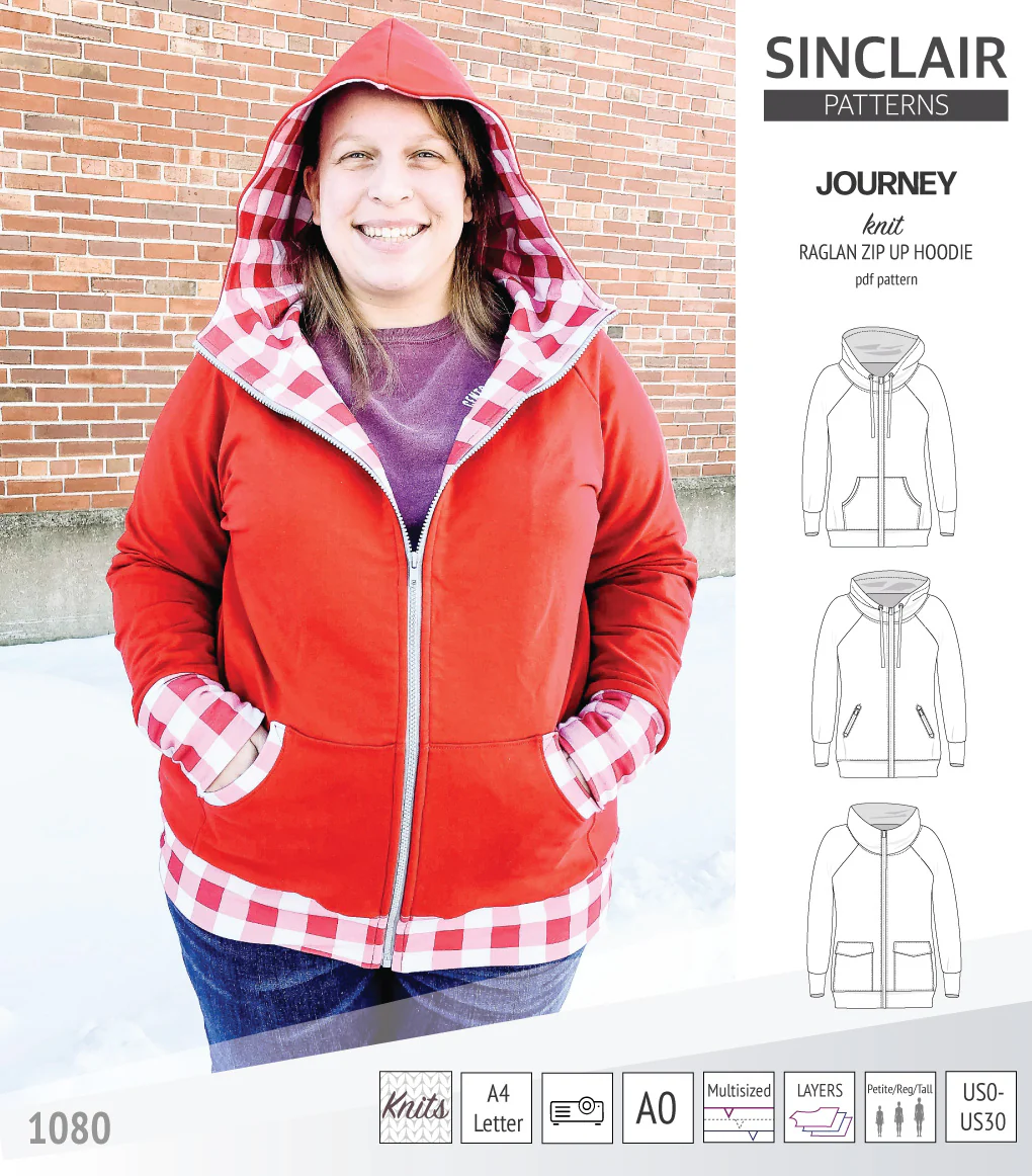 Journey zip up knit raglan hoodie with different pocket styles (PDF) - Image 23