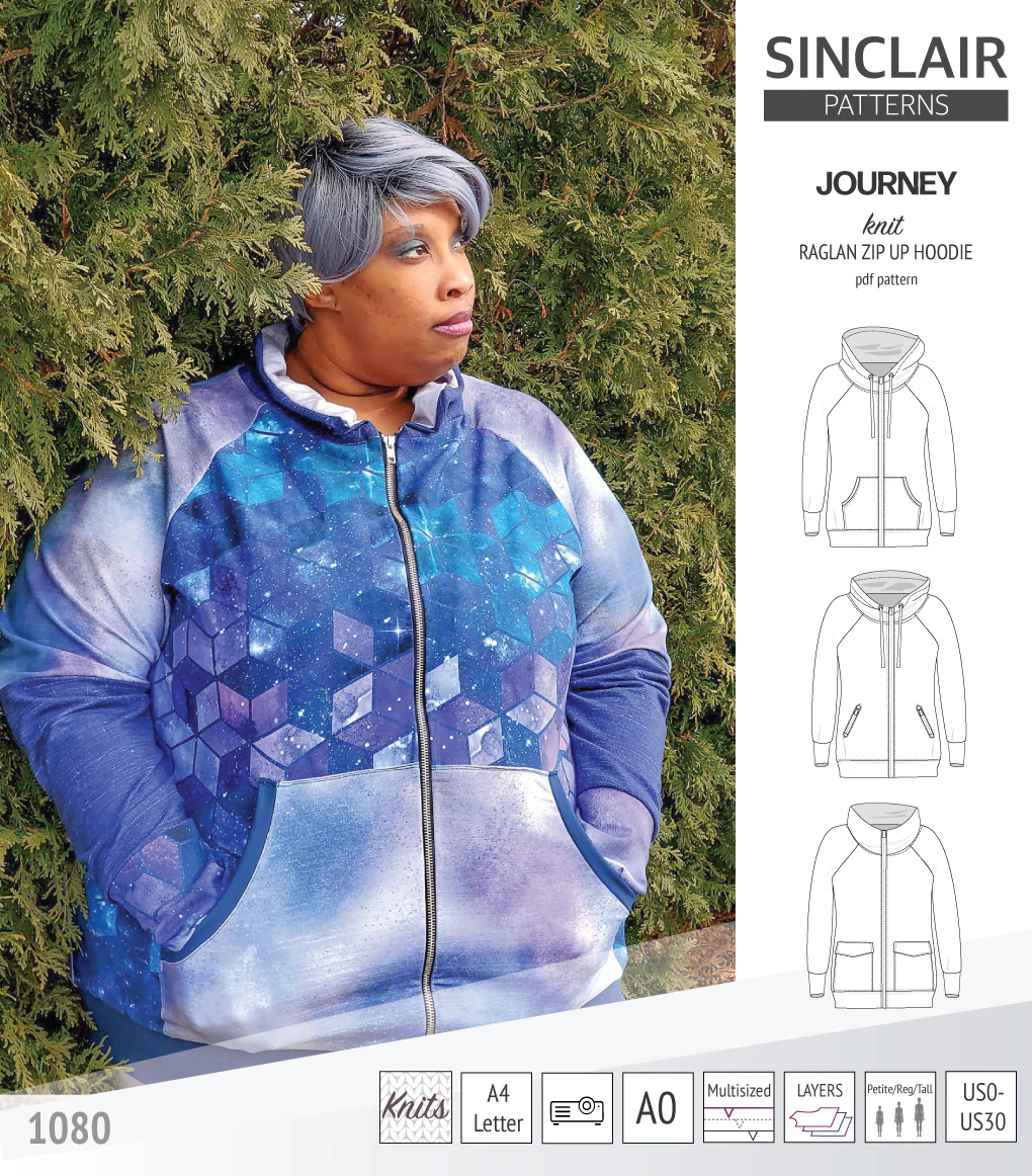 Journey zip up knit raglan hoodie with different pocket styles (PDF) - Image 24