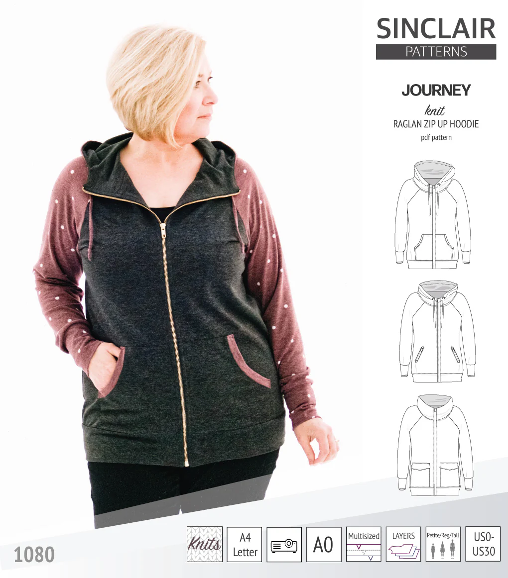 Journey zip up knit raglan hoodie with different pocket styles (PDF) - Image 25