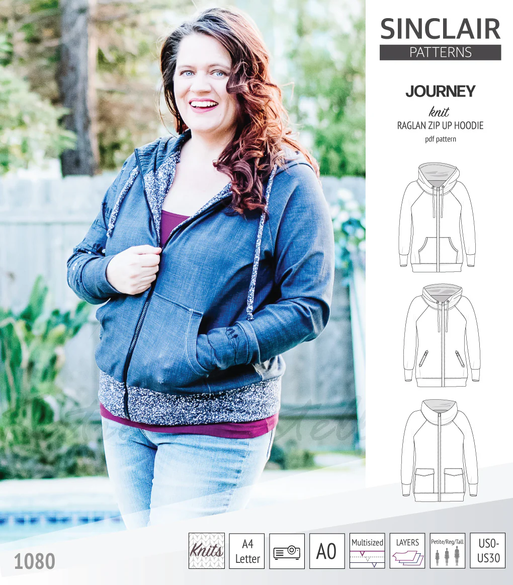 Journey zip up knit raglan hoodie with different pocket styles (PDF) - Image 26