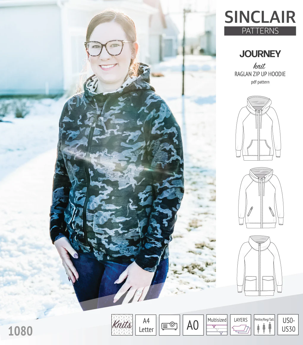 Journey zip up knit raglan hoodie with different pocket styles (PDF) - Image 27