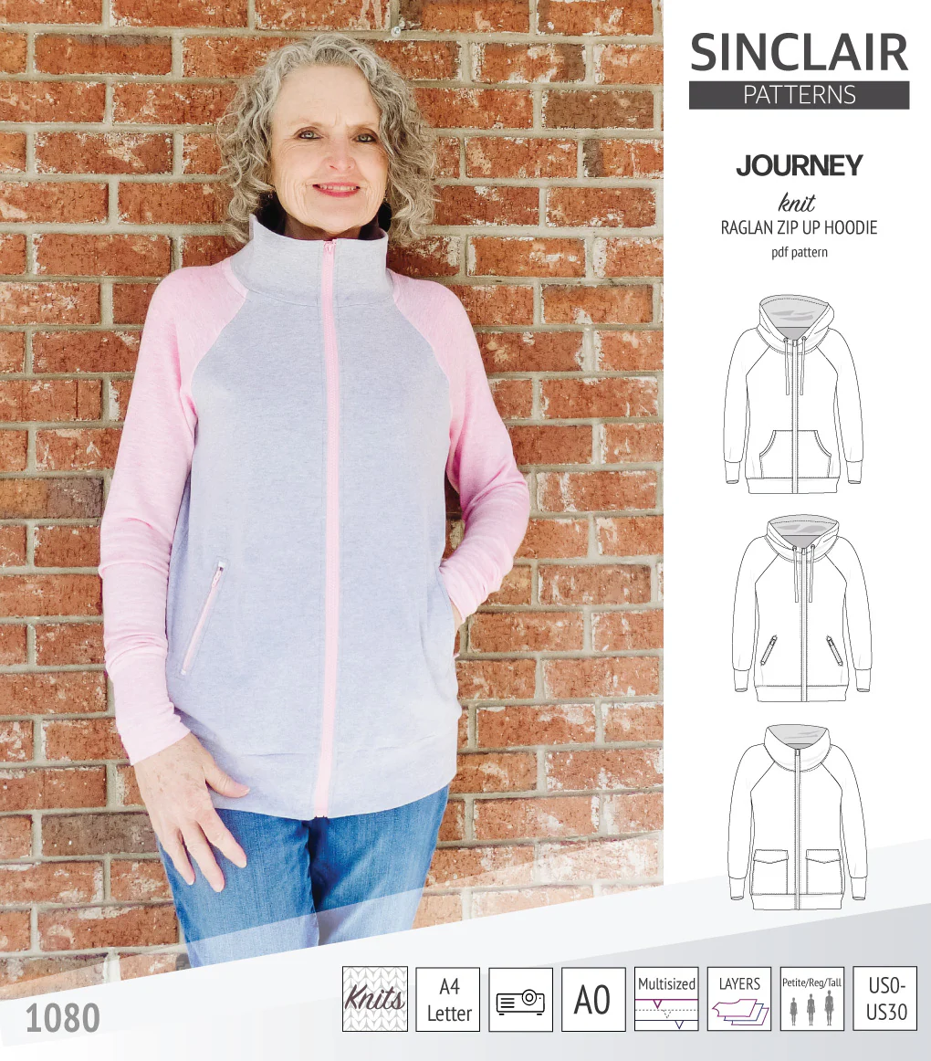 Journey zip up knit raglan hoodie with different pocket styles (PDF) - Image 28
