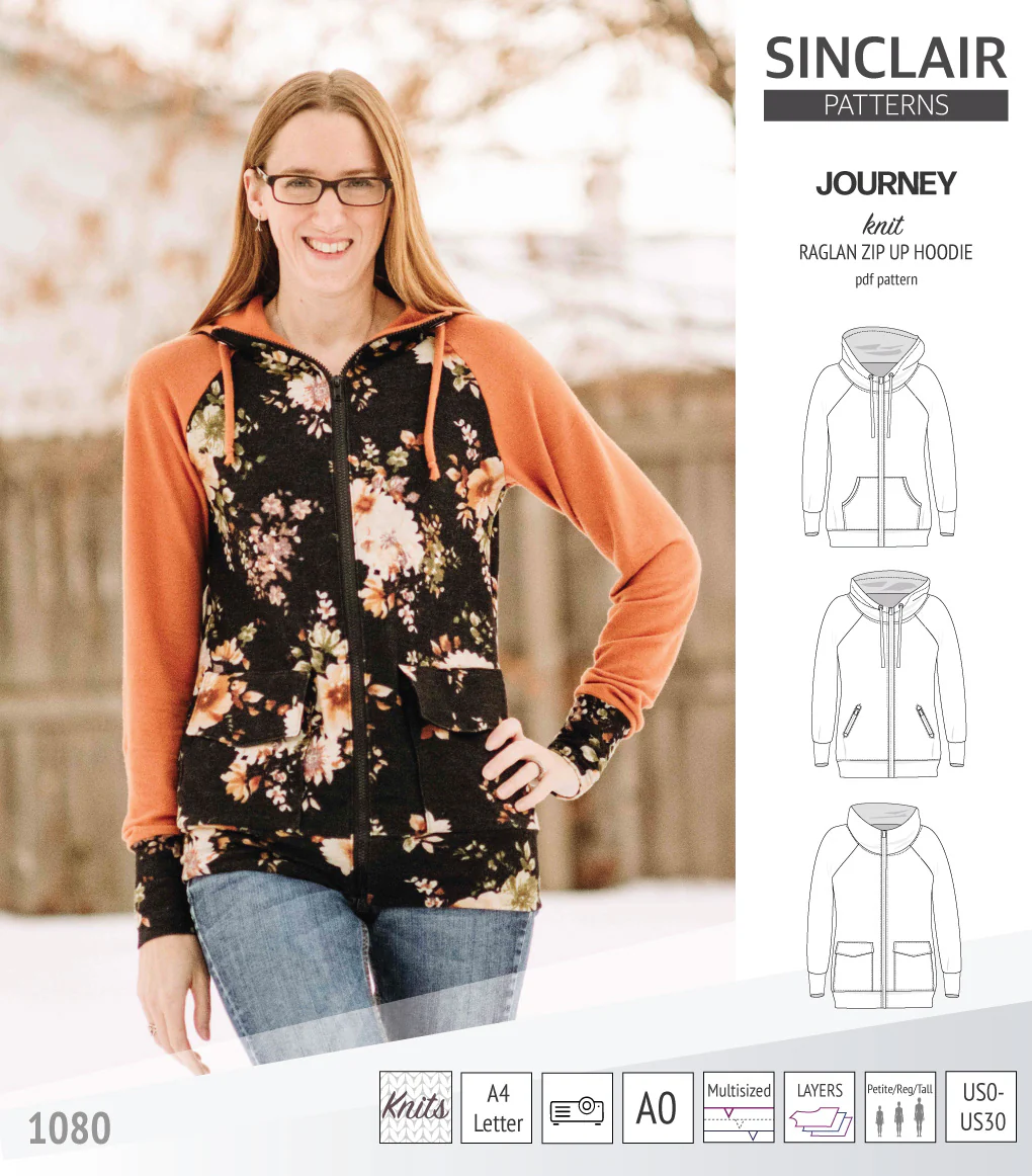 Journey zip up knit raglan hoodie with different pocket styles (PDF) - Image 29