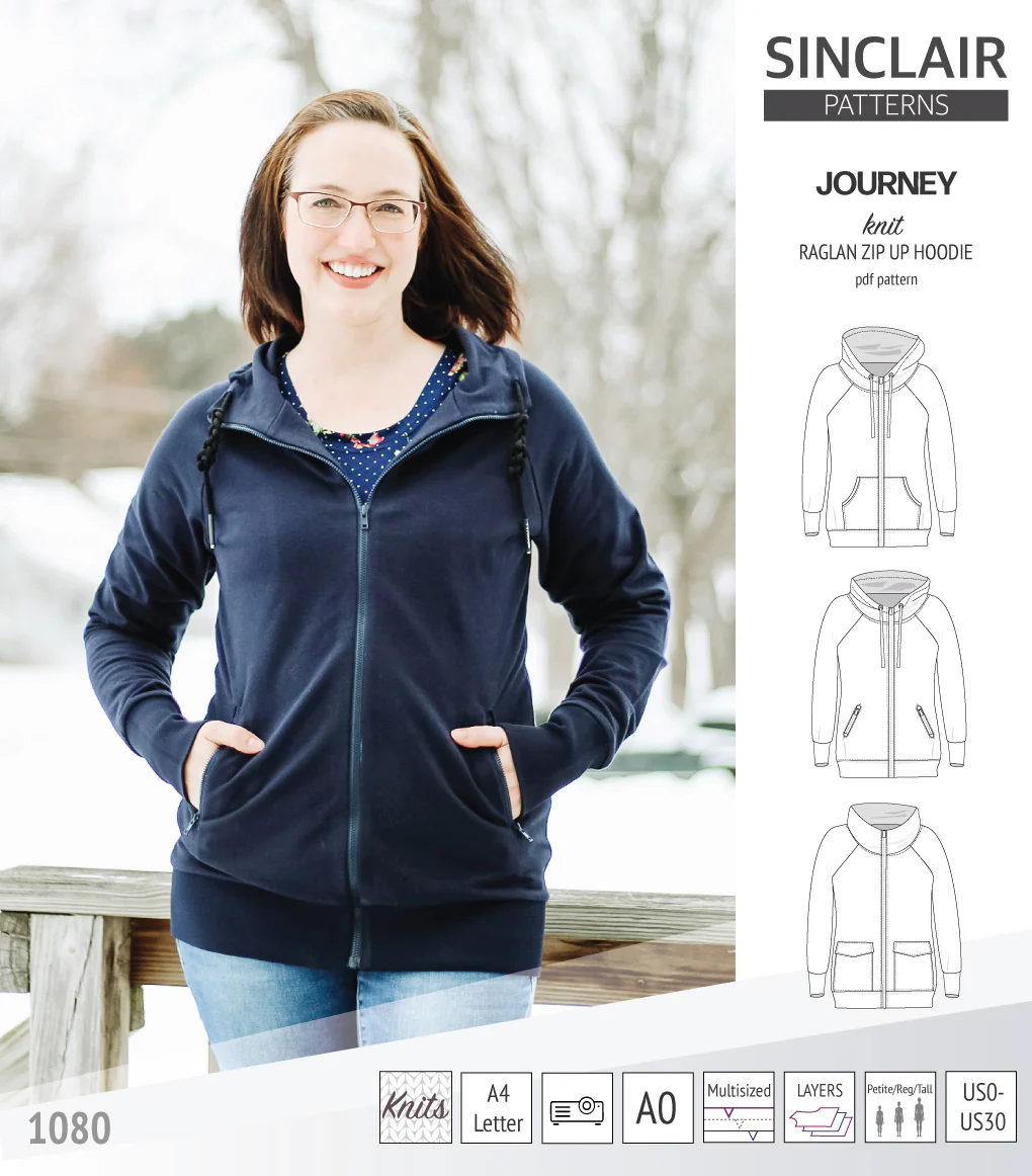 Journey zip up knit raglan hoodie with different pocket styles (PDF) - Image 30