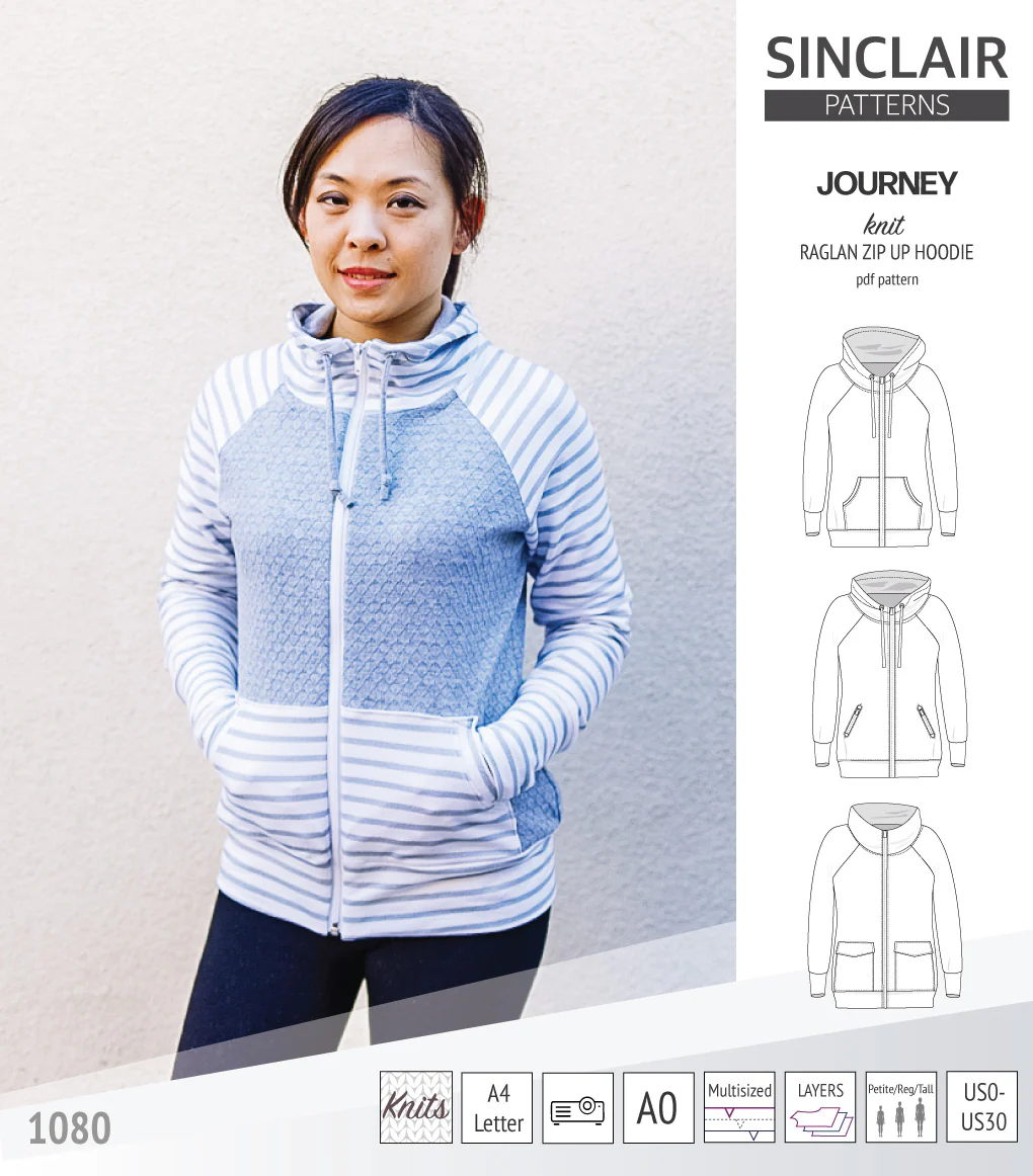 Journey zip up knit raglan hoodie with different pocket styles (PDF) - Image 31