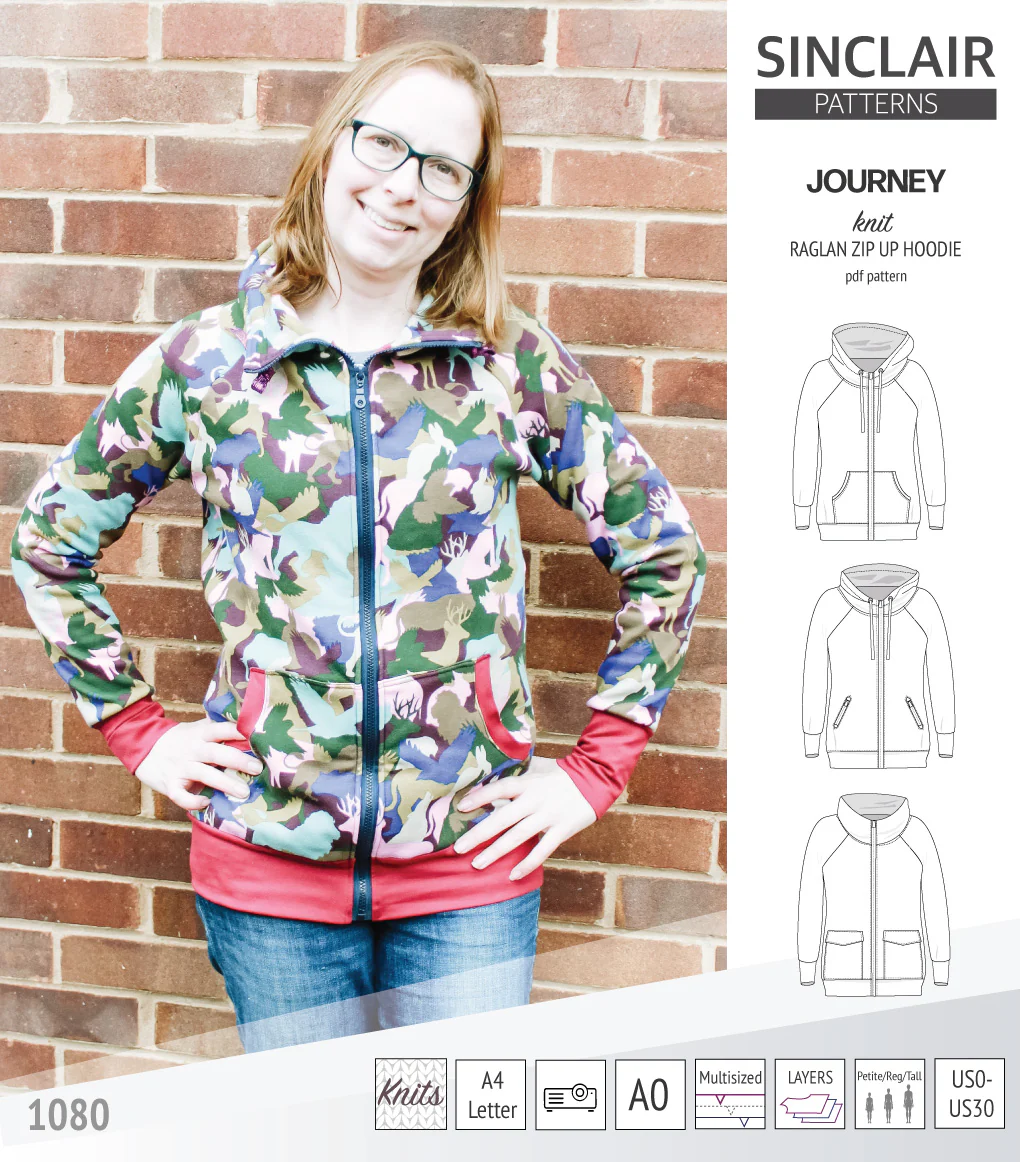 Journey zip up knit raglan hoodie with different pocket styles (PDF) - Image 32