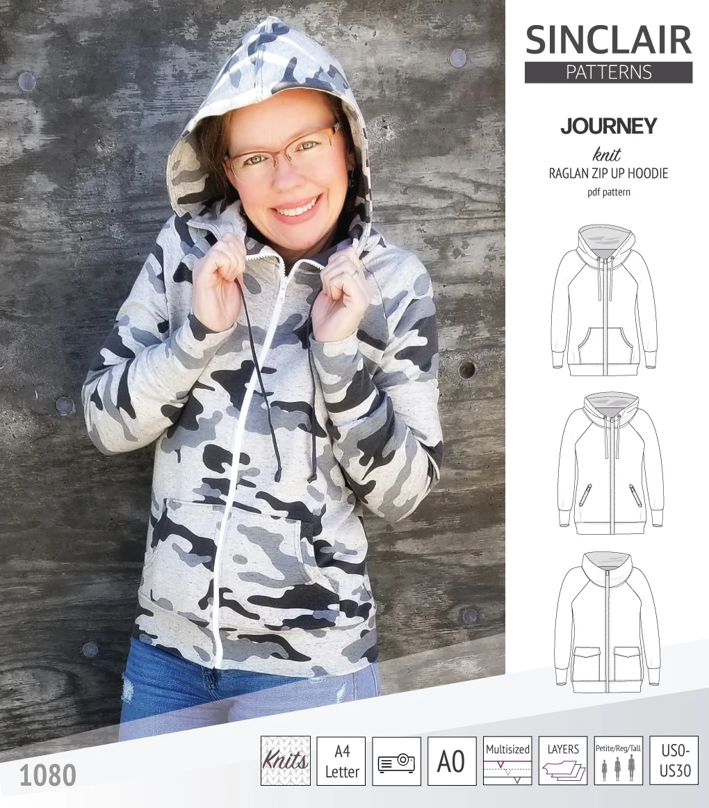 Journey zip up knit raglan hoodie with different pocket styles (PDF) - Image 33