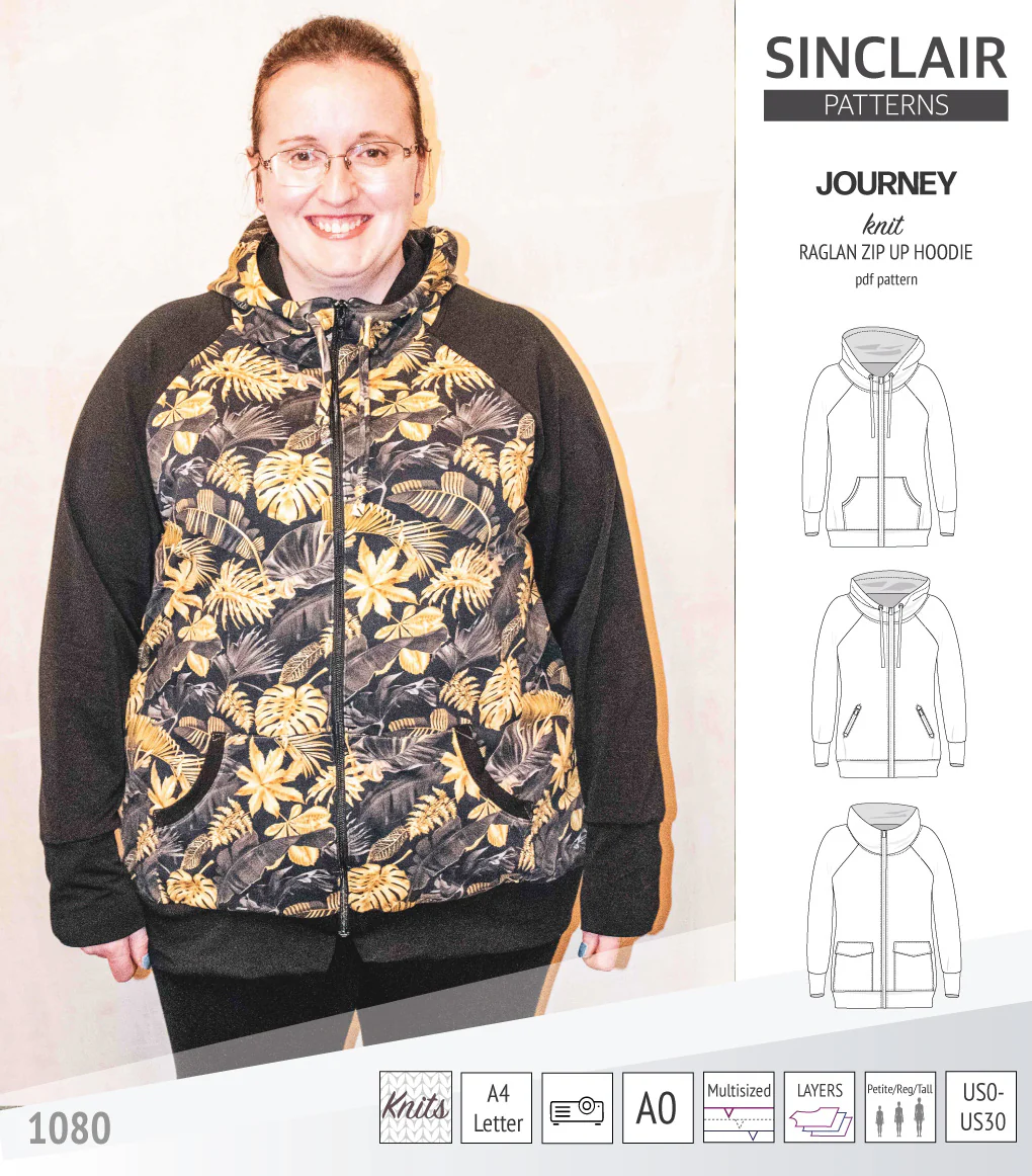 Journey zip up knit raglan hoodie with different pocket styles (PDF) - Image 34