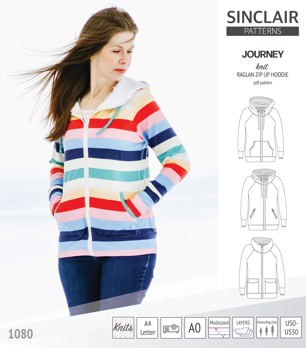 Journey zip up knit raglan hoodie with different pocket styles (PDF) - Image 35