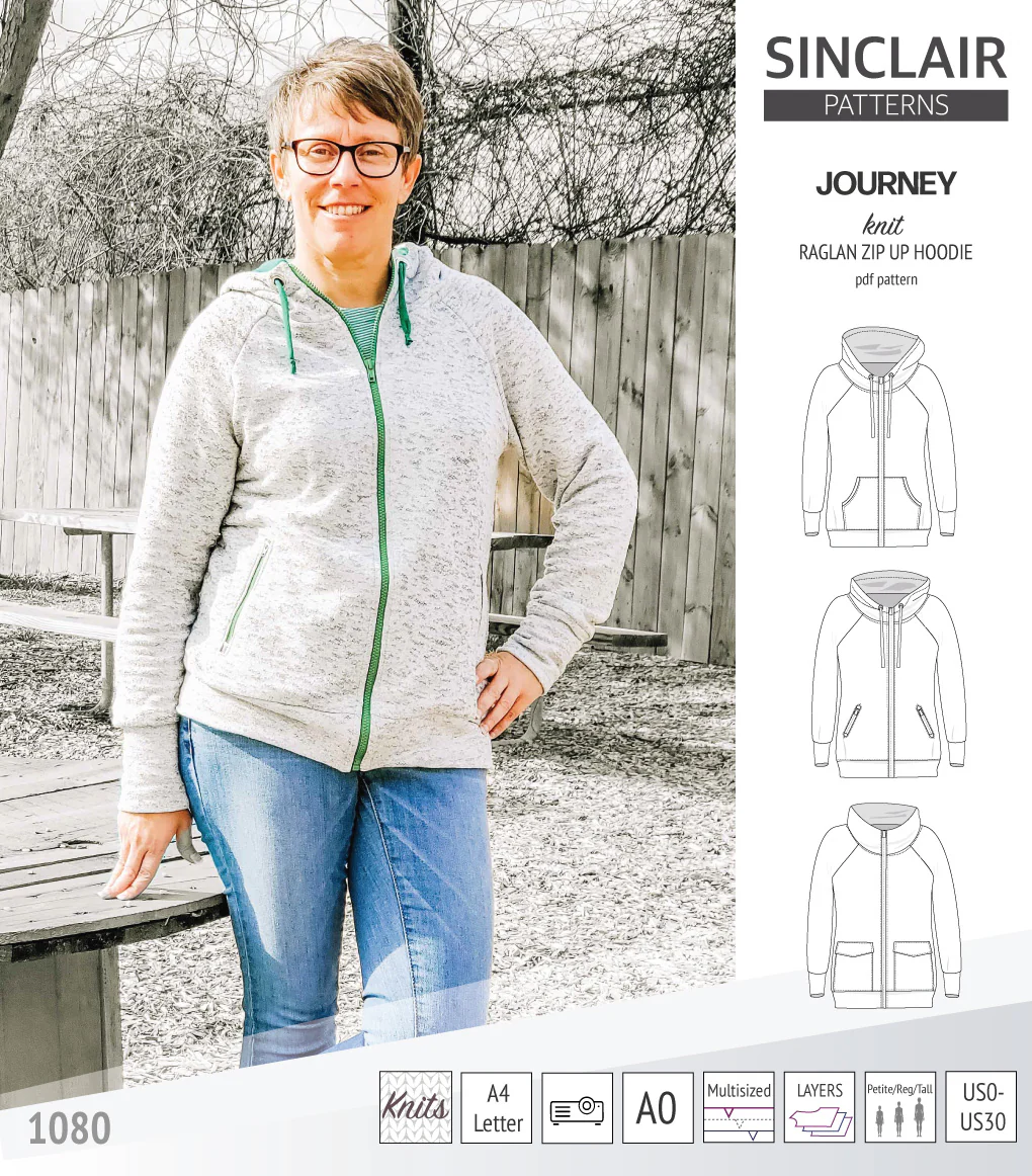 Journey zip up knit raglan hoodie with different pocket styles (PDF) - Image 6