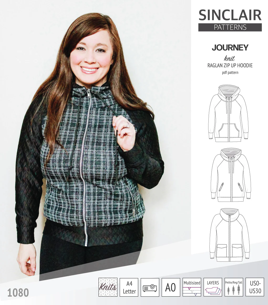 Journey zip up knit raglan hoodie with different pocket styles (PDF) - Image 7