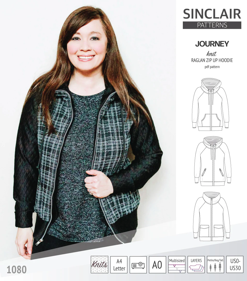 Journey zip up knit raglan hoodie with different pocket styles (PDF) - Image 8