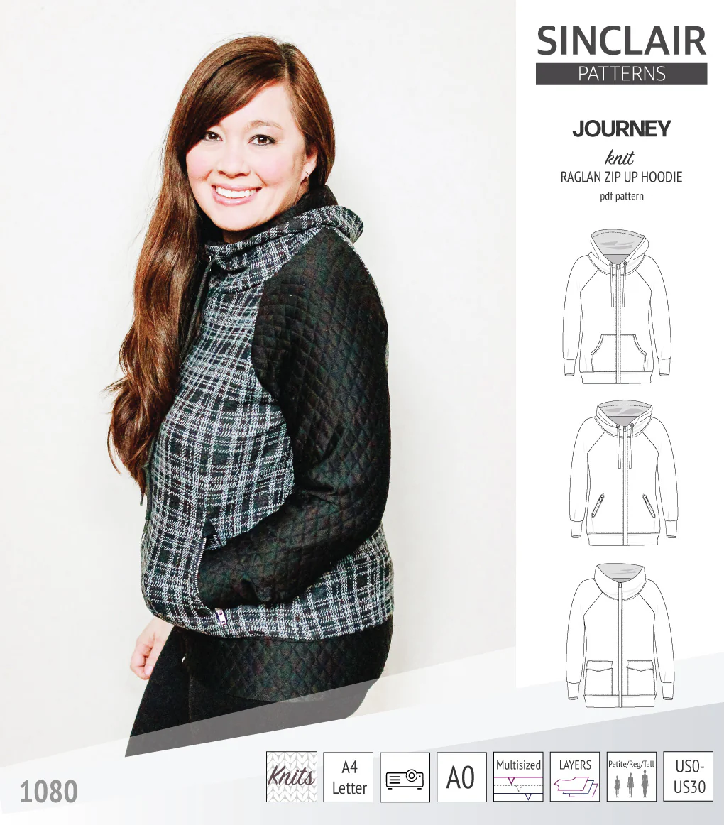 Journey zip up knit raglan hoodie with different pocket styles (PDF) - Image 9