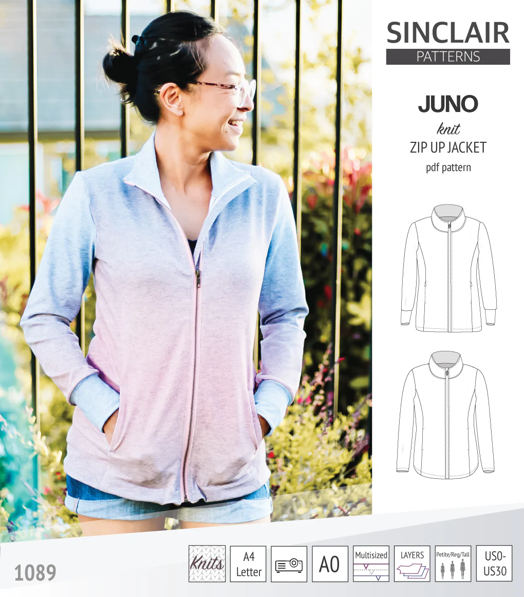 Juno knit zip up fleece style jacket with pockets (PDF) - Image 10