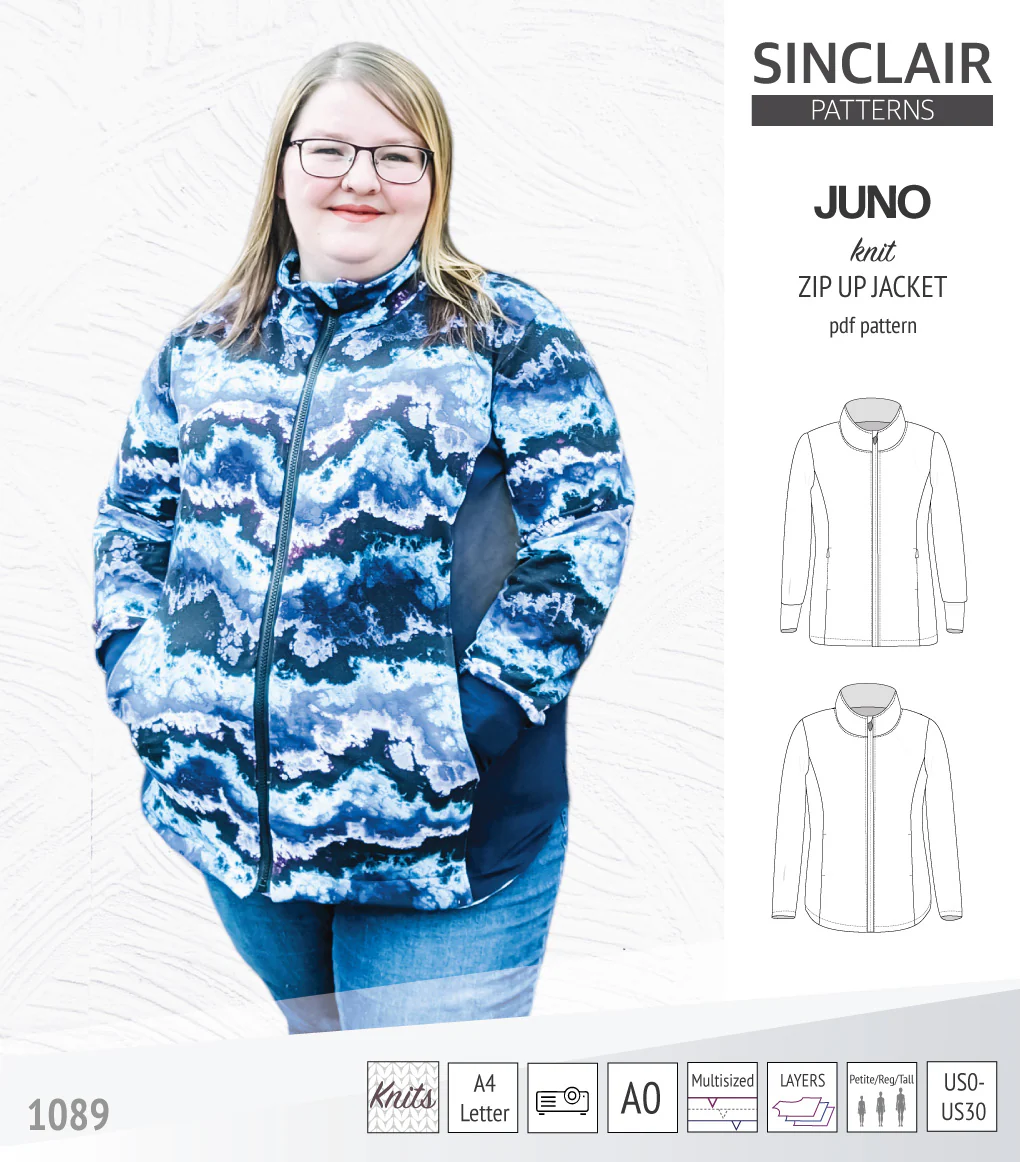 Juno knit zip up fleece style jacket with pockets (PDF) - Image 12
