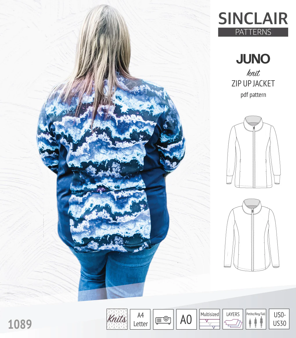 Juno knit zip up fleece style jacket with pockets (PDF) - Image 13