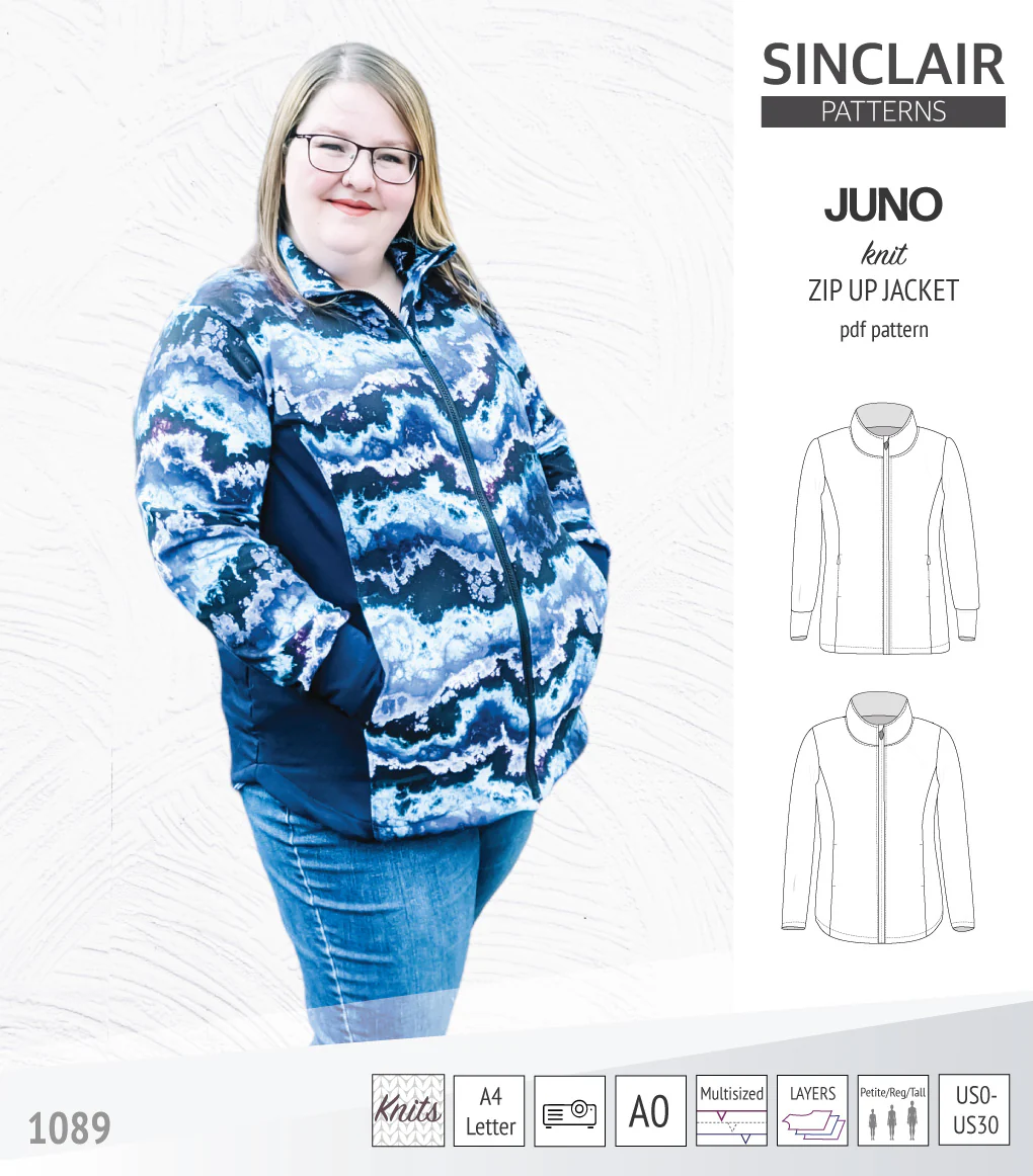 Juno knit zip up fleece style jacket with pockets (PDF) - Image 14
