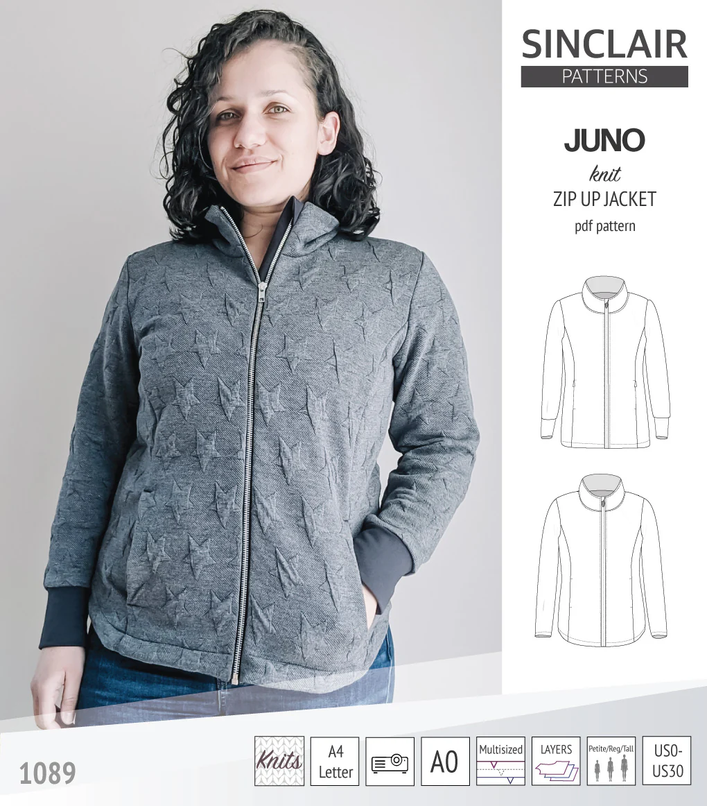 Juno knit zip up fleece style jacket with pockets (PDF) - Image 17