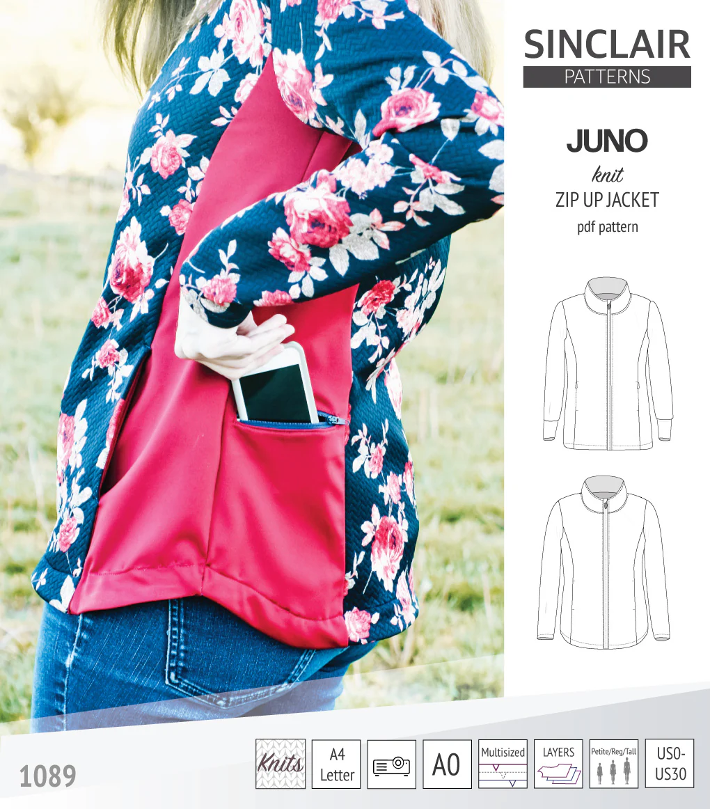 Juno knit zip up fleece style jacket with pockets (PDF) - Image 21