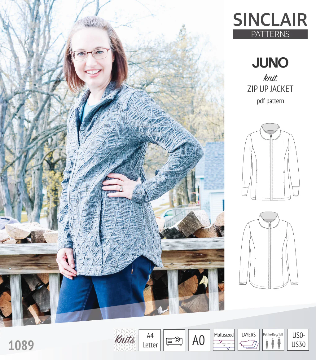 Juno knit zip up fleece style jacket with pockets (PDF) - Image 22