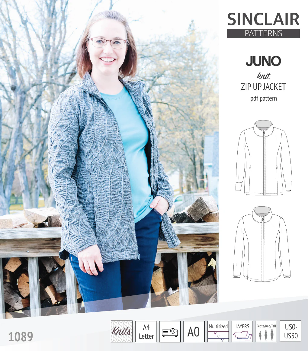 Juno knit zip up fleece style jacket with pockets (PDF) - Image 23