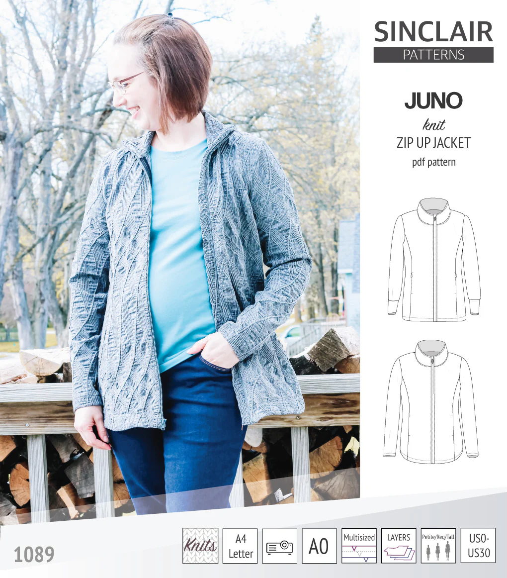 Juno knit zip up fleece style jacket with pockets (PDF) - Image 24