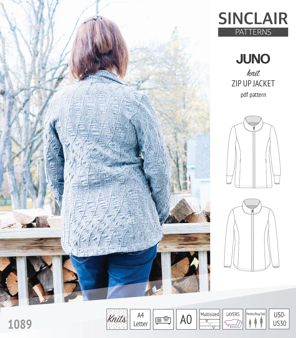 Juno knit zip up fleece style jacket with pockets (PDF) - Image 25