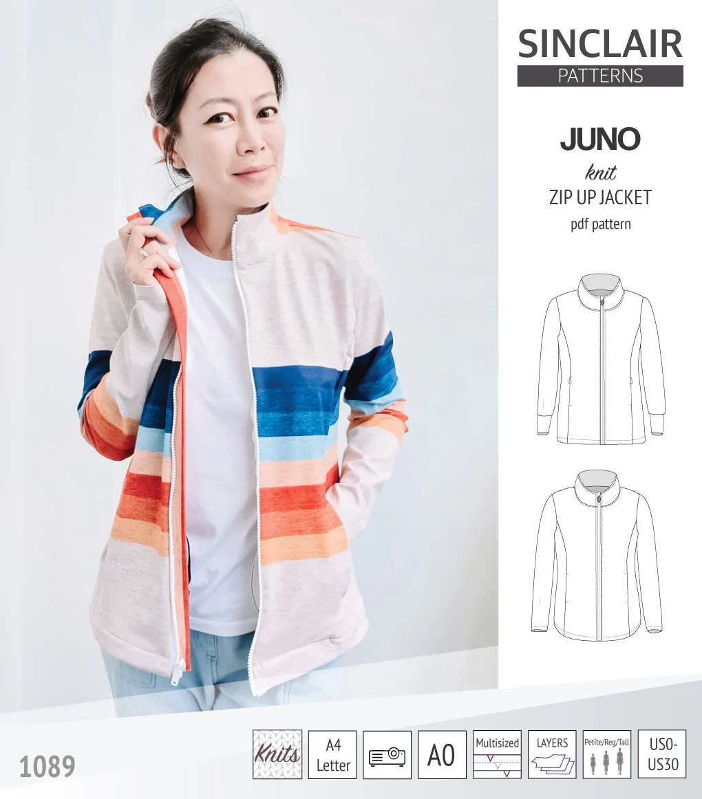 Juno knit zip up fleece style jacket with pockets (PDF) - Image 26