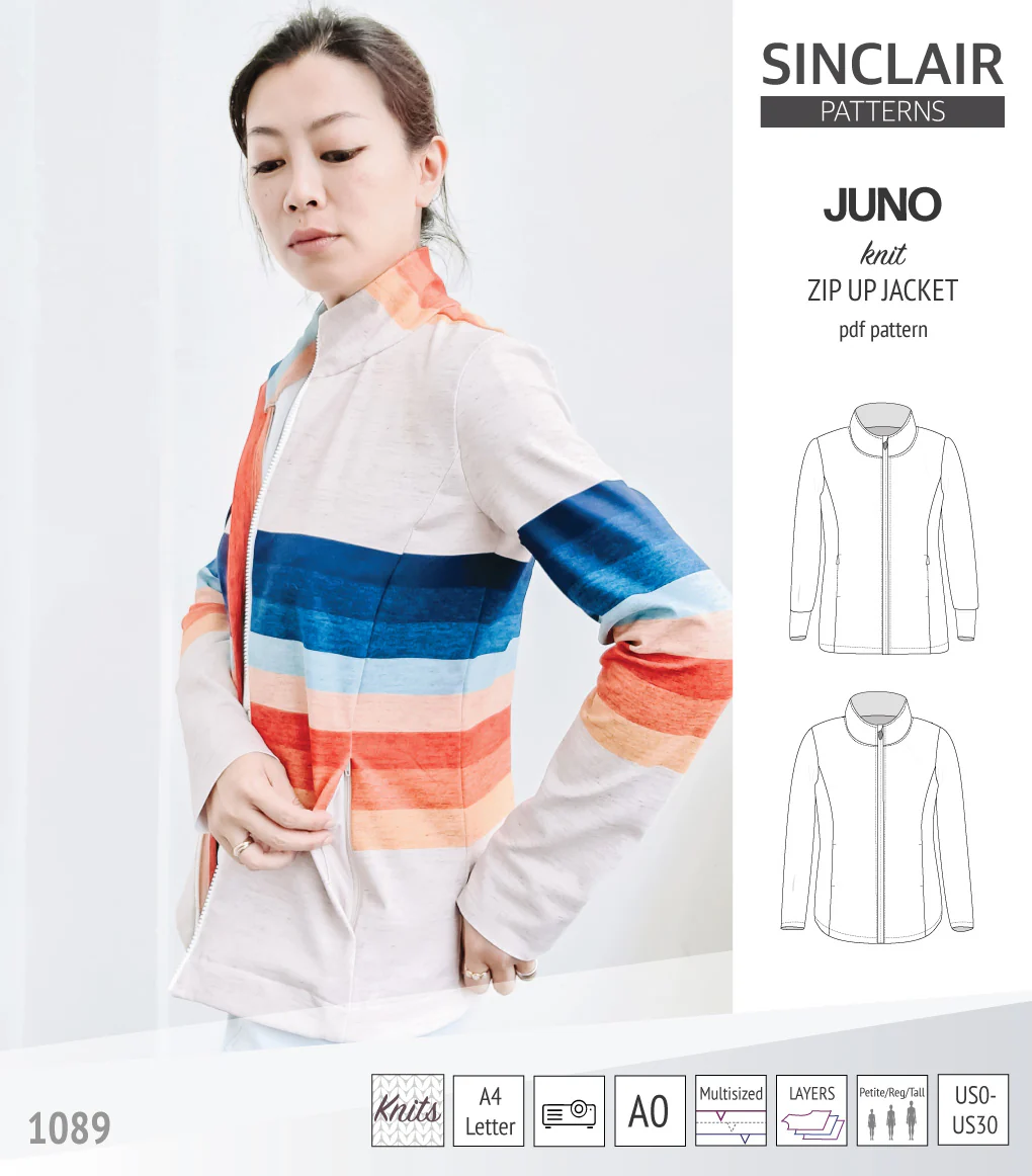 Juno knit zip up fleece style jacket with pockets (PDF) - Image 28