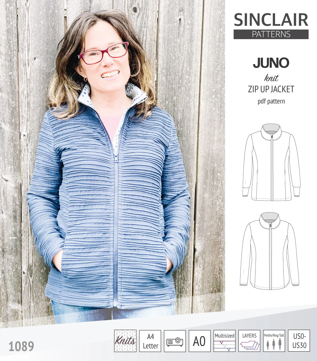 Juno knit zip up fleece style jacket with pockets (PDF) - Image 3