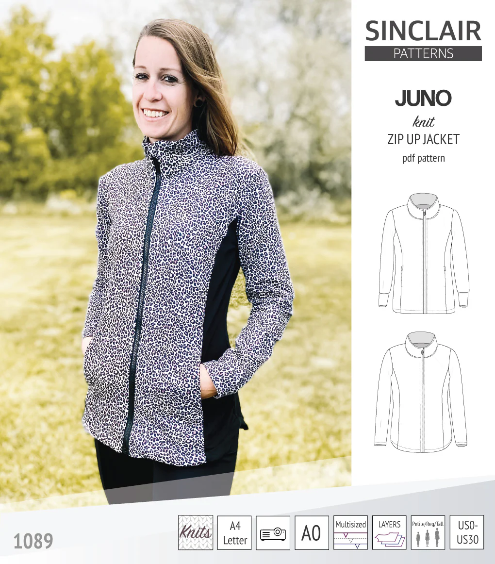Juno knit zip up fleece style jacket with pockets (PDF) - Image 38