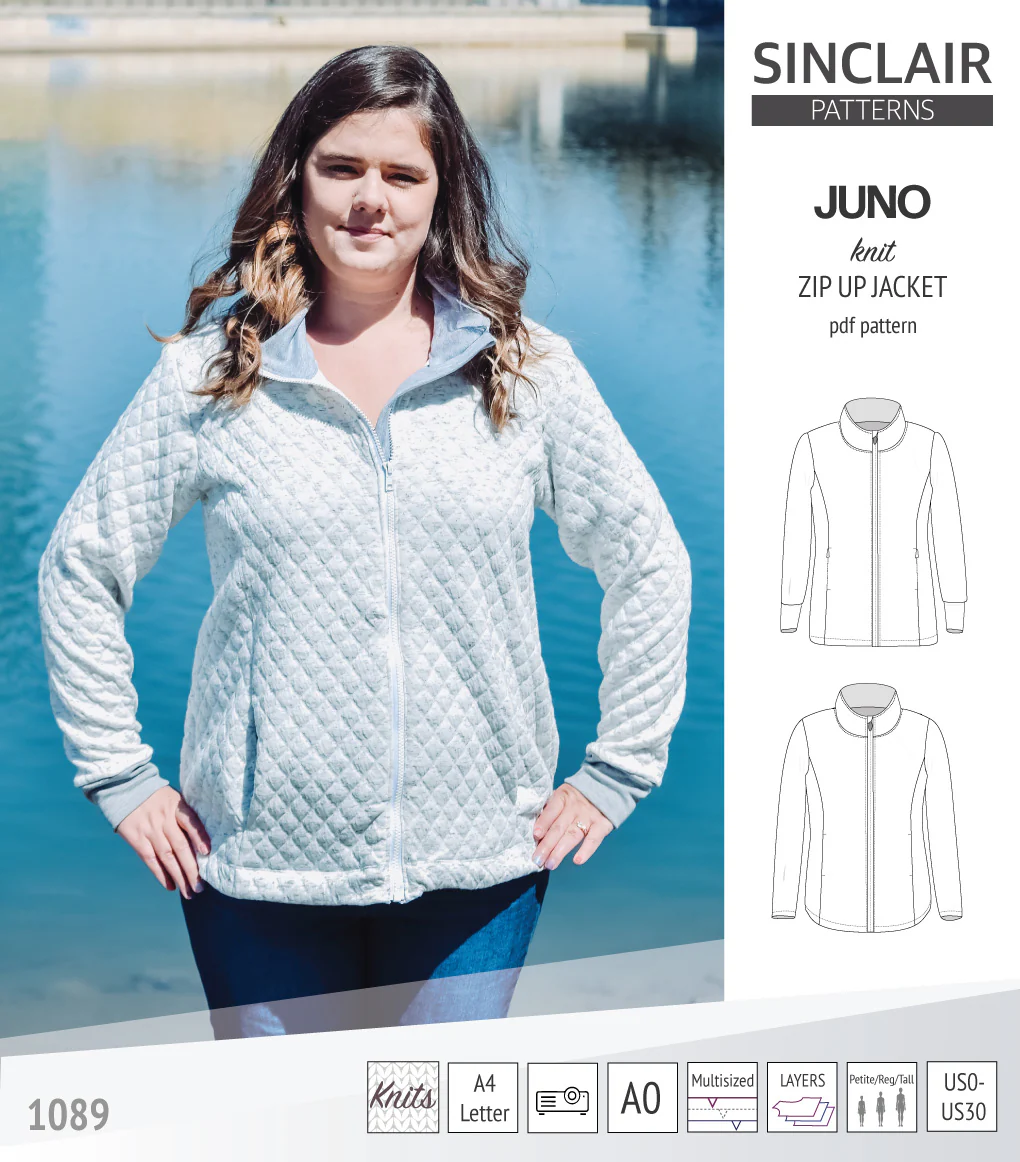 Juno knit zip up fleece style jacket with pockets (PDF) - Image 40