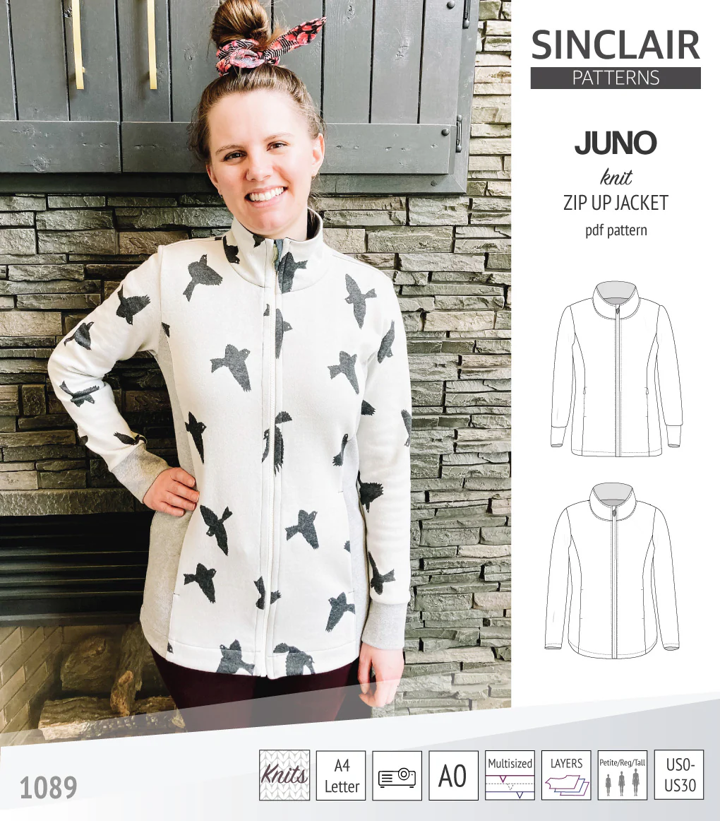 Juno knit zip up fleece style jacket with pockets (PDF) - Image 41