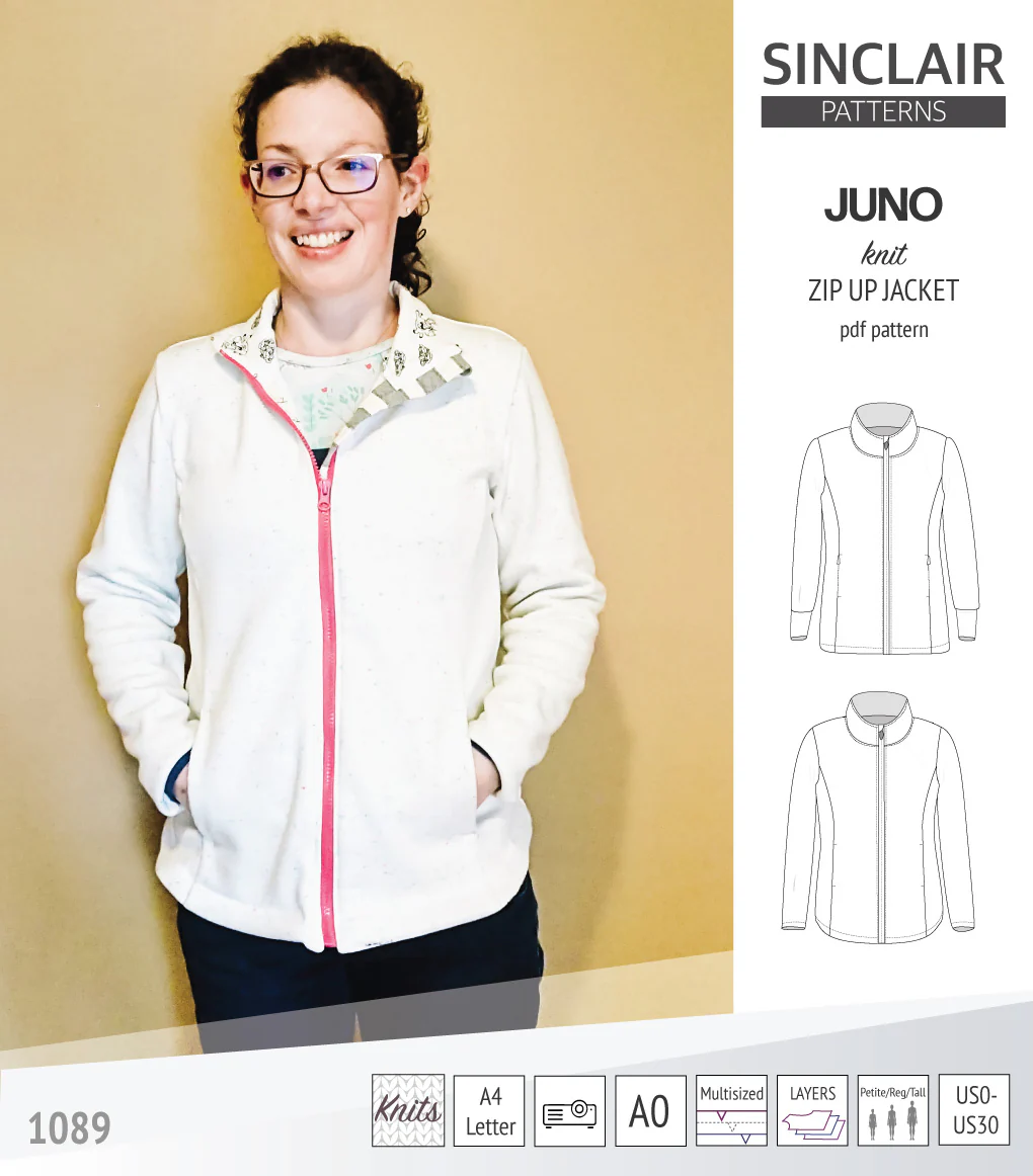 Juno knit zip up fleece style jacket with pockets (PDF) - Image 43