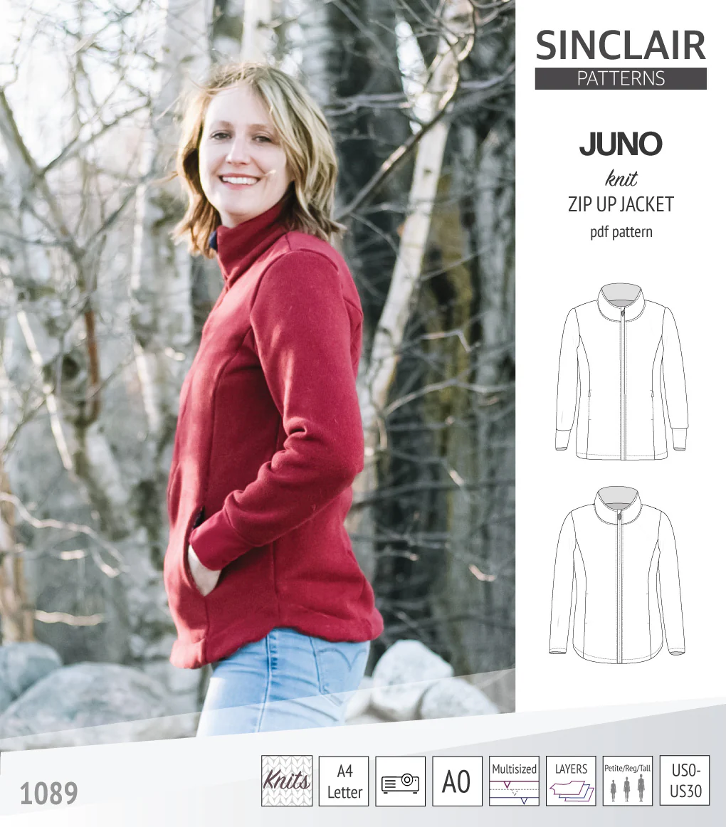 Juno knit zip up fleece style jacket with pockets (PDF) - Image 44