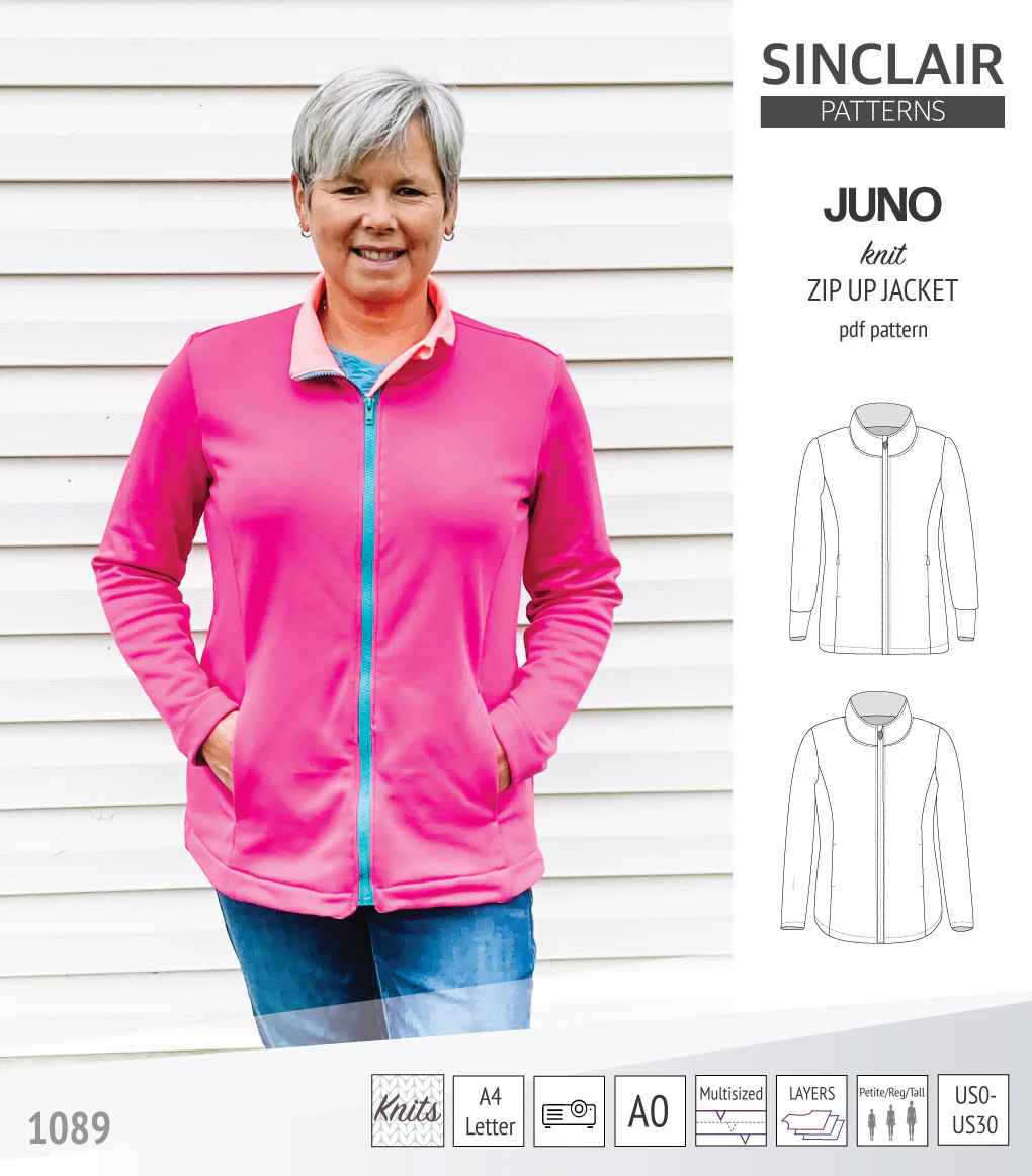 Juno knit zip up fleece style jacket with pockets (PDF) - Image 46