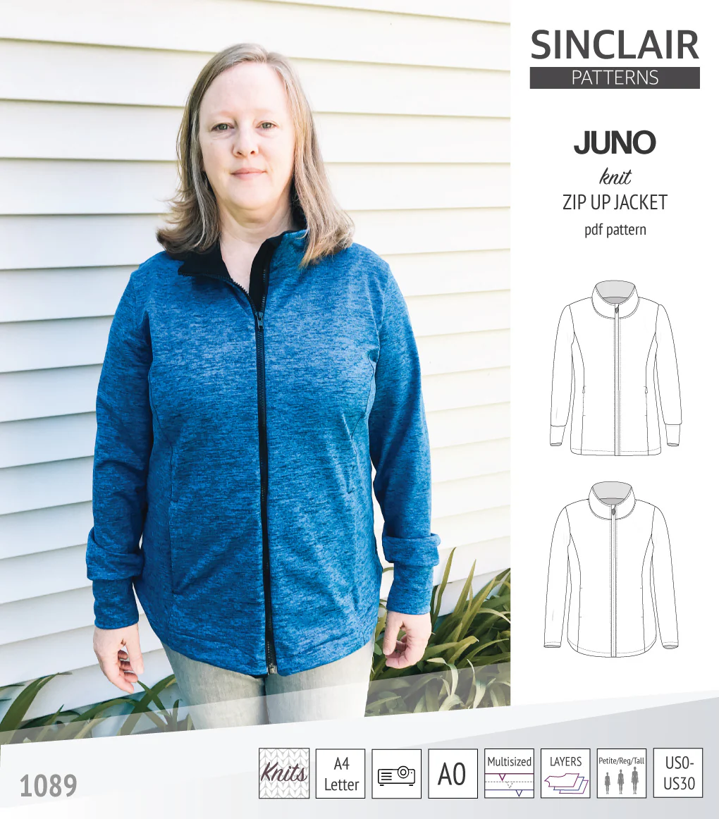 Juno knit zip up fleece style jacket with pockets (PDF) - Image 48