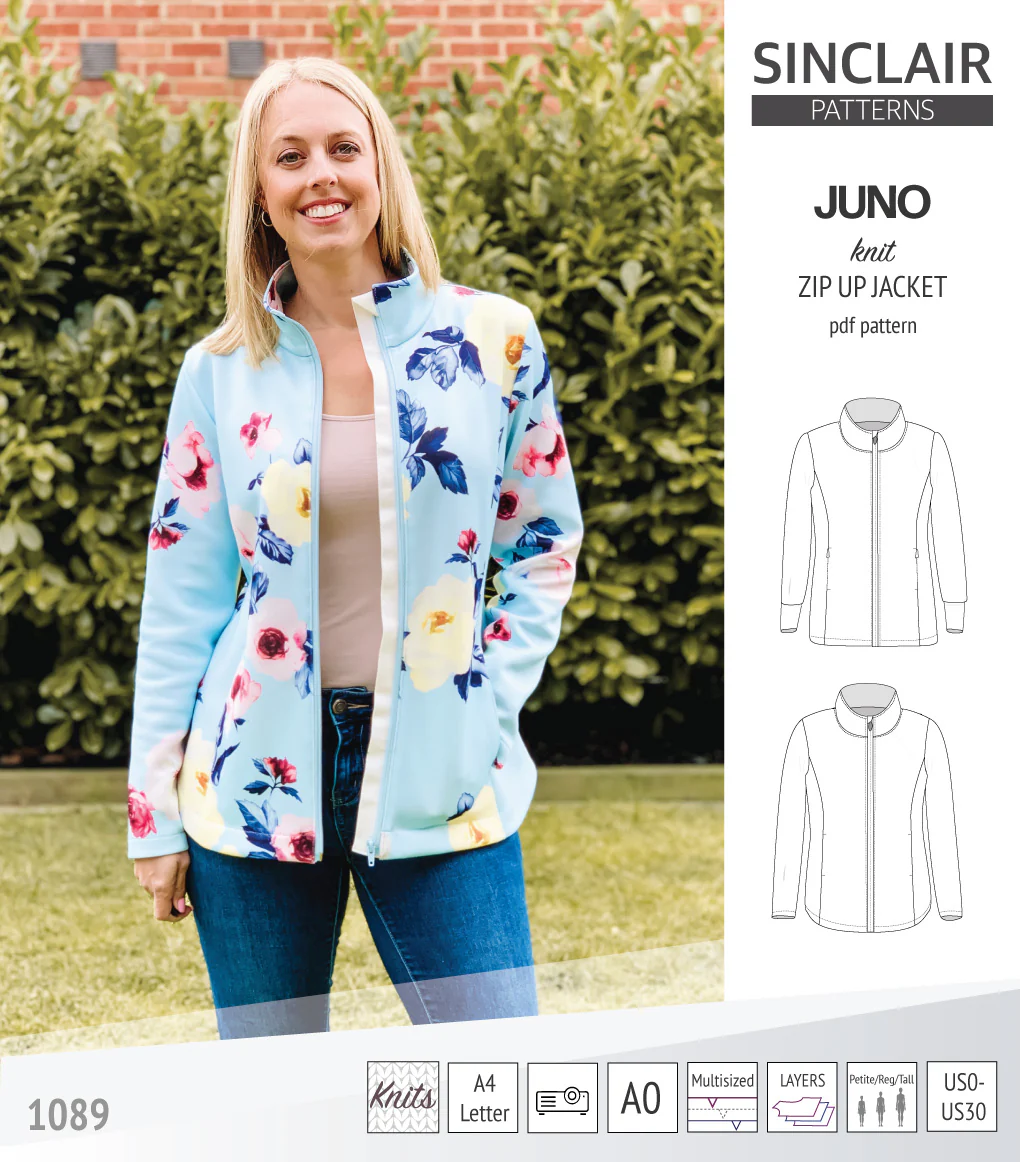 Juno knit zip up fleece style jacket with pockets (PDF) - Image 5