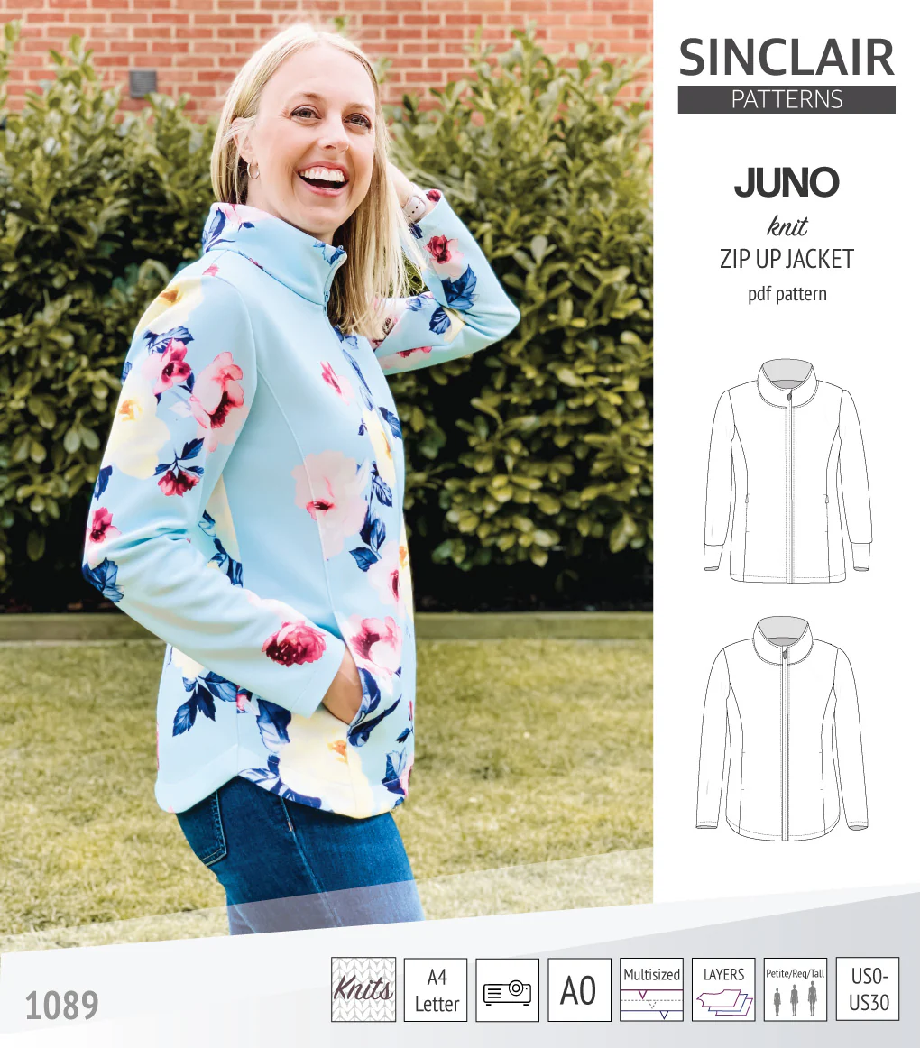 Juno knit zip up fleece style jacket with pockets (PDF) - Image 7