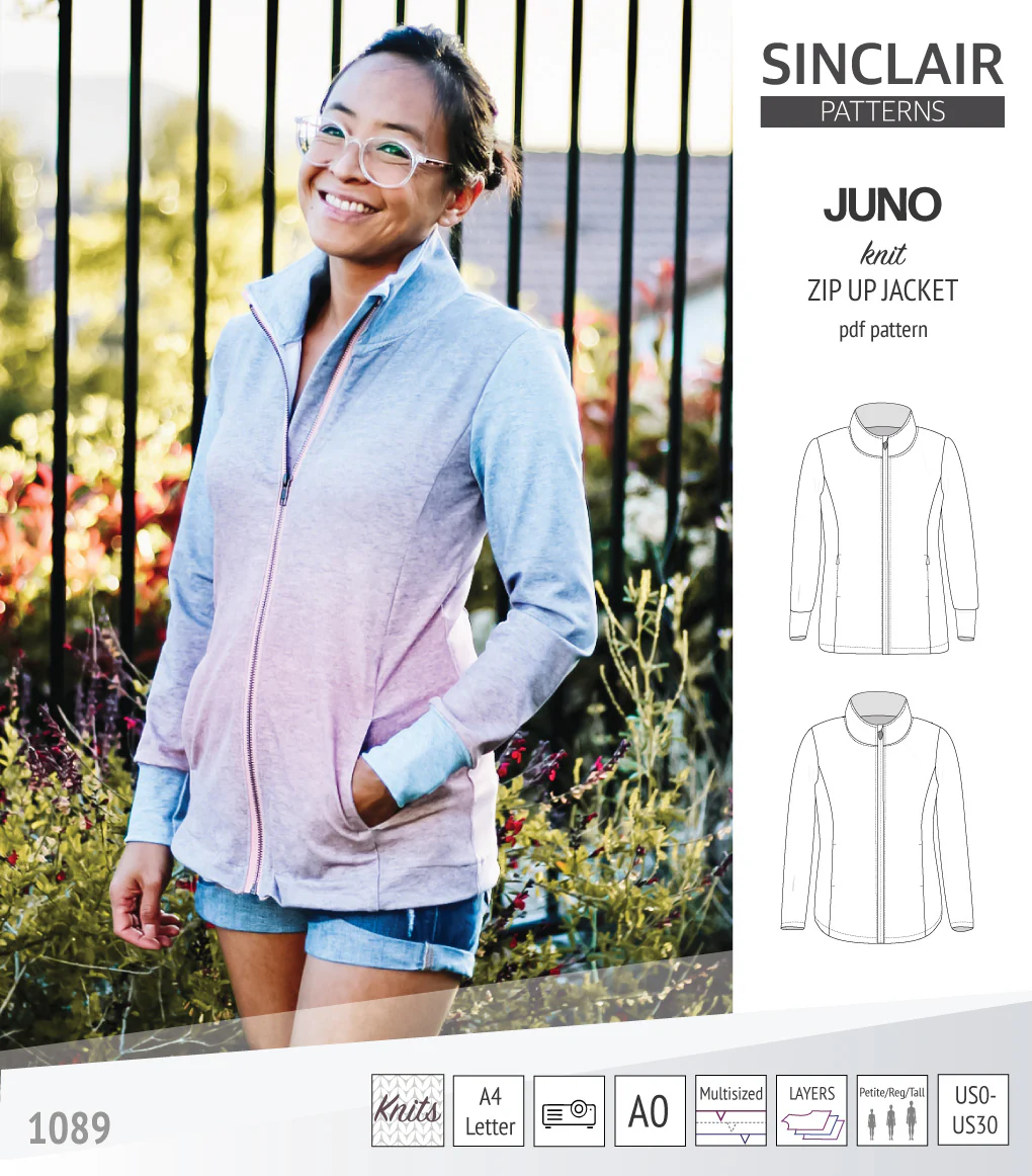 Juno knit zip up fleece style jacket with pockets (PDF) - Image 8