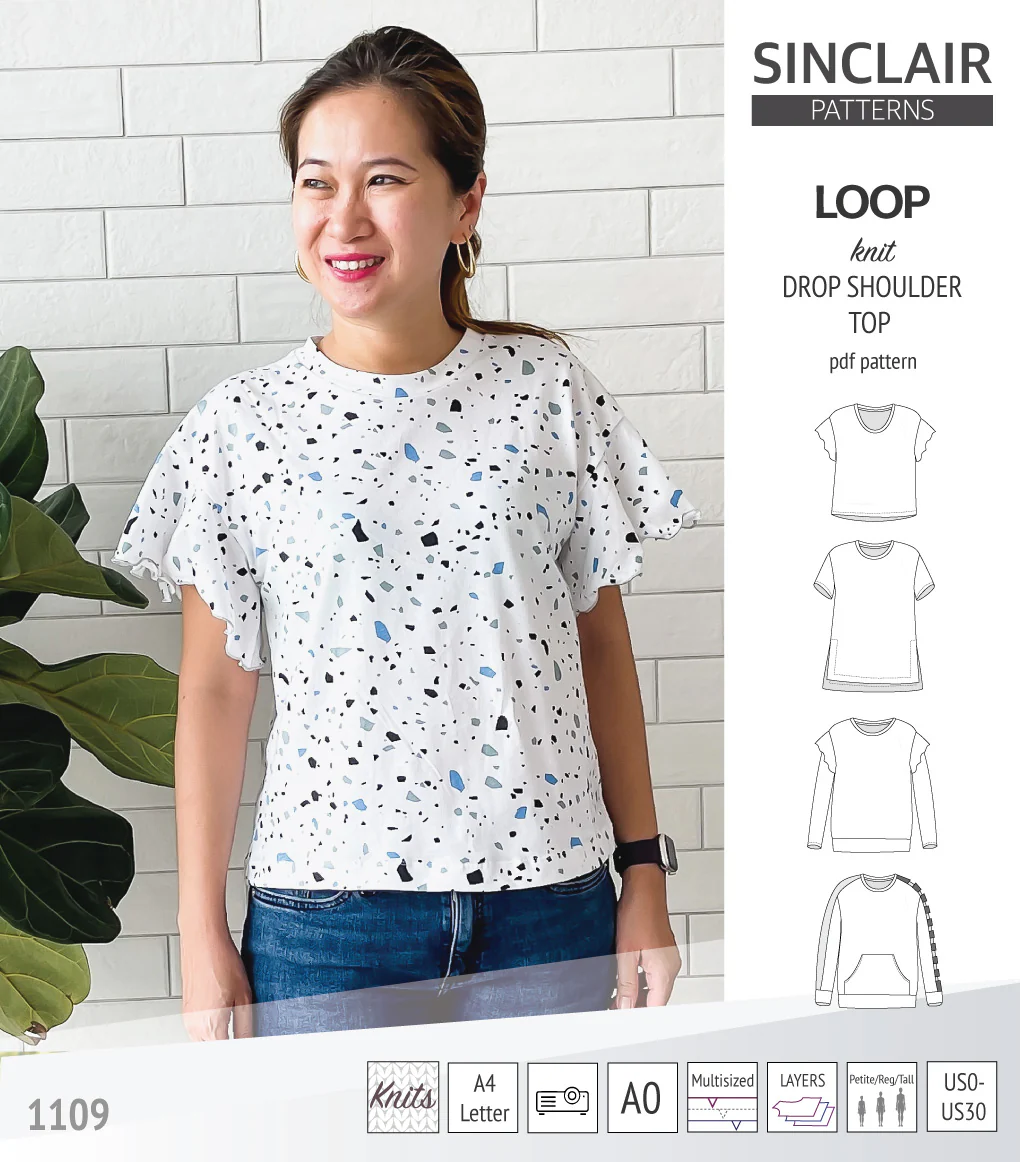 Loop drop shoulder knit top (PDF) - Image 47